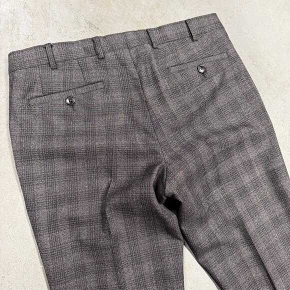 Pal Zileri Dress Pants Plaid Wool Trousers Hopsack Slim Fit 34x31 - Picture 7 of 9